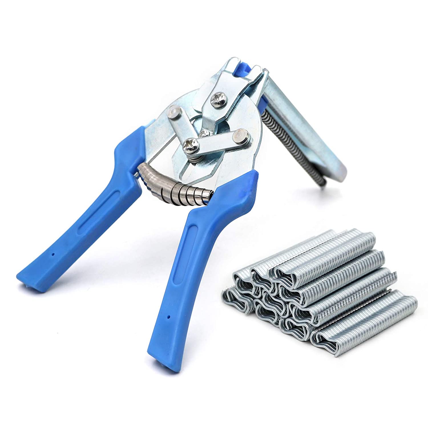 1 Piece Hog Ring Pliers and 600 Piece M Nails Hand Tool Clamp Rabbit Chicken Pig Quail Pigeon Small Animal Cage Installation Fastener with 600 Piece M Nails Clips